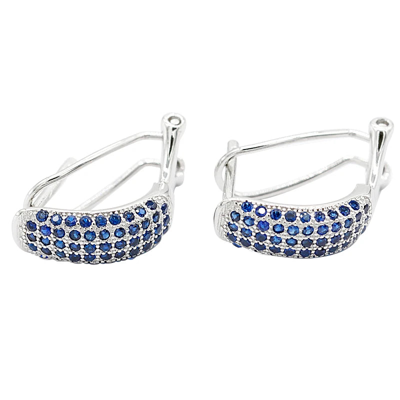 925 Silver Hoop Earrings Geometric Shape with Zircon Stones