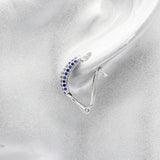 925 Silver Hoop Earrings Geometric Shape with Zircon Stones