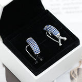 925 Silver Hoop Earrings Geometric Shape with Zircon Stones