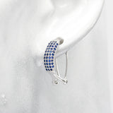 925 Silver Hoop Earrings Geometric Shape with Zircon Stones