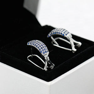 925 Silver Hoop Earrings Geometric Shape with Zircon Stones