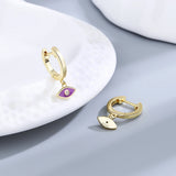 925 Silver Hoop Earrings Eye Shaped Zircon for Women