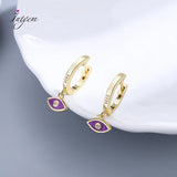 925 Silver Hoop Earrings Eye Shaped Zircon for Women