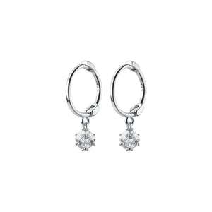 925 Silver Hoop Earrings Zircon Ball Short Ear Buckle Women Jewelry