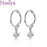 925 Sterling Silver Hoop Earrings Zircon Ball Short Ear Buckle Female Earring