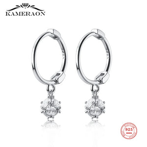 925 Silver Hoop Earrings Zircon Ball Short Ear Buckle Women Jewelry