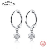 925 Silver Hoop Earrings Zircon Ball Short Ear Buckle Women Jewelry