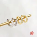 925 Silver Hoop Earrings Lab Diamond Sparkly Small Zircon Jewelry