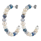 925 Silver Hoop Earrings with Freshwater Pearl