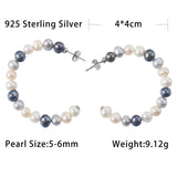 925 Silver Hoop Earrings with Freshwater Pearl