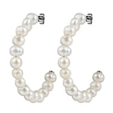 925 Silver Hoop Earrings with Freshwater Pearl
