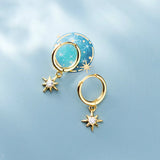 925 Silver Hoop Earrings Star Light Zircon Jewelry for Women