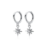 925 Silver Hoop Earrings Star Light Zircon Jewelry for Women