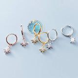 925 Silver Hoop Earrings Star Light Zircon Jewelry for Women
