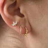 925 Silver Hoop Earrings CZ Circle Women's Jewelry