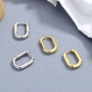 925 Sterling Silver Hoop Earrings Minimalist Girl Party Gift Jewelry