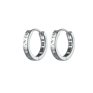925 Silver Hoop Earrings Roman Numerals Wedding Ear Jewelry