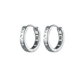 925 Silver Hoop Earrings Roman Numerals Wedding Ear Jewelry