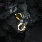 925 Silver Hoop Earrings Roman Numerals Wedding Ear Jewelry