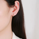 925 Silver Hoop Earrings 18k Plated Zircon Party Jewelry Gift