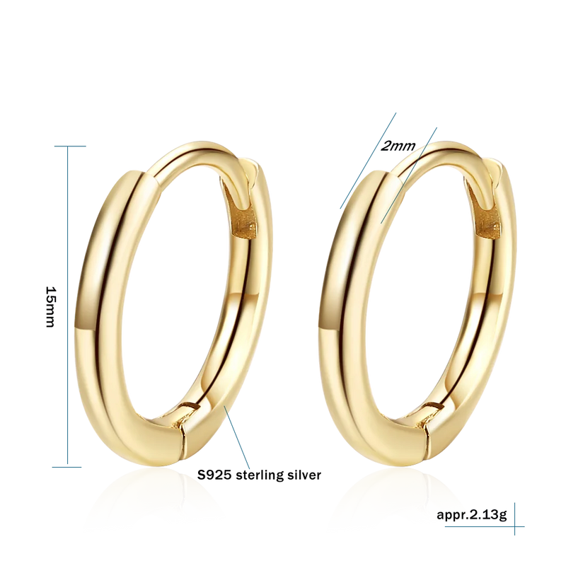 925 Silver Hoop Earrings 18k Plated Zircon Party Jewelry Gift