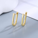 925 Silver CZ Hoop Earrings U Shape Korea Women's Jewelry