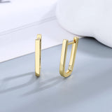 925 Silver CZ Hoop Earrings U Shape Korea Women's Jewelry