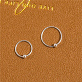 925 Silver Hoop Ring Bead Sleeper Earrings 8mm 10mm