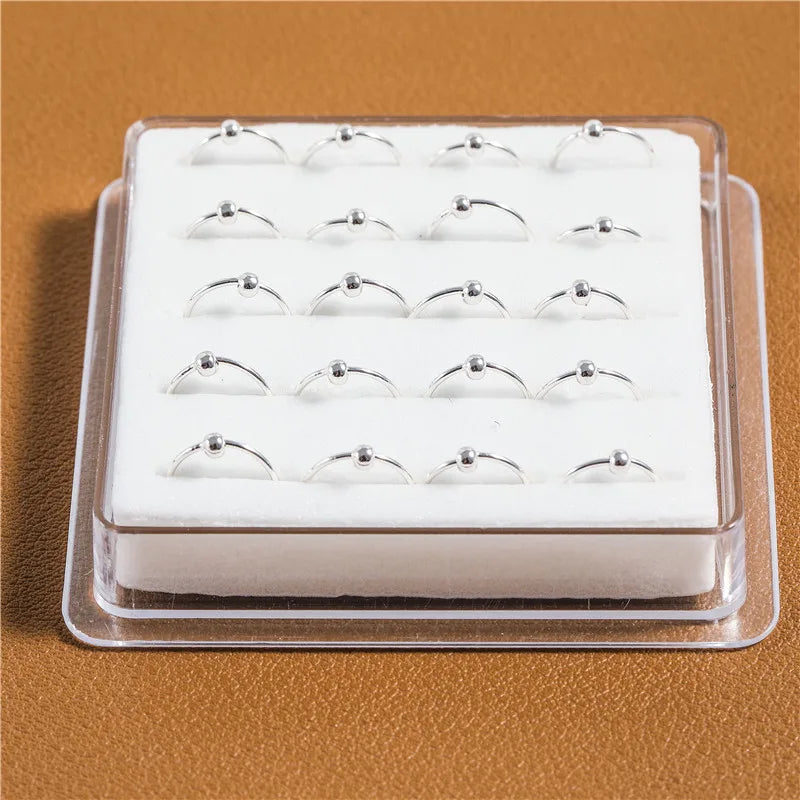 925 Silver Hoop Ring Bead Sleeper Earrings 8mm 10mm