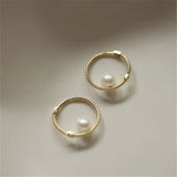 925 Silver Hoop Twist Shell Pearl Stud Earrings 14K Plated