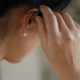 925 Silver Hoop Twist Shell Pearl Stud Earrings 14K Plated