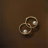 925 Silver Hoop Twist Shell Pearl Stud Earrings 14K Plated