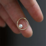 925 Silver Hoop Twist Shell Pearl Stud Earrings 14K Plated