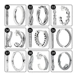 925 Silver Hoops Earrings with Zircon Stones Hearts Droplets Waves Spring Bird