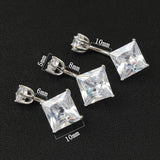 925 Silver Square Zircon Decorated Belly Button Rings