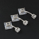 925 Silver Square Zircon Decorated Belly Button Rings