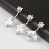 925 Silver Square Zircon Decorated Belly Button Rings