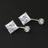 925 Silver Square Zircon Decorated Belly Button Rings