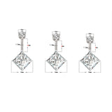 925 Silver Square Zircon Decorated Belly Button Rings