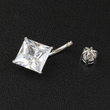 925 Silver Square Zircon Decorated Belly Button Rings