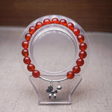 925 Silver Horse Charm Bracelet Red Agate Beads Natural Jewelry