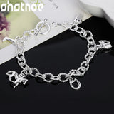 925 Silver Horse Shoe Boots Pendant Bracelet Women Party Gift
