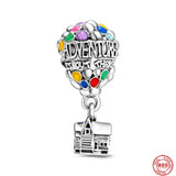 925 Silver Hot Air Balloon Flower Heart Pendant Bead Bracelet DIY Jewelry Gift