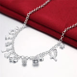 925 Silver Christmas Pendant Charms Bracelet Necklace Jewelry Sets