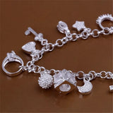 925 Silver Christmas Pendant Charms Bracelet Necklace Jewelry Sets