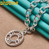 925 Silver Roman Numeral Pendant Necklace 18-Inch Chain for Party Engagement