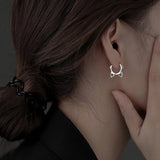 925 Silver Cat Hoop Earrings Temperament Sexy Jewelry Gift