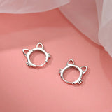 925 Silver Cat Hoop Earrings Temperament Sexy Jewelry Gift