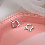 925 Silver Cat Hoop Earrings Temperament Sexy Jewelry Gift