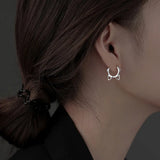 925 Silver Cat Hoop Earrings Temperament Sexy Jewelry Gift